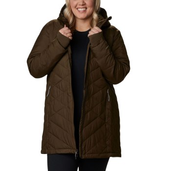 Columbia Heavenly Long Hooded Plus Size, Chamarras Verde Oliva Para Mujer | 643051-MIV